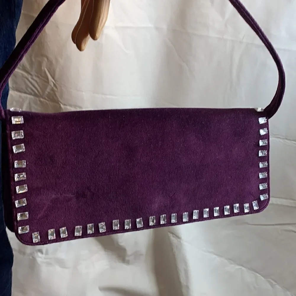 Victoria’s Secret Sexy Purple Velvet Clutch Rhinestone Gem Studded Women’s Purse